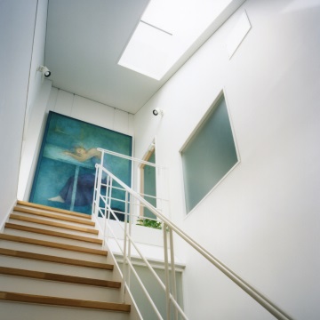 天窓から階段吹抜を通して１階まで光を導きます