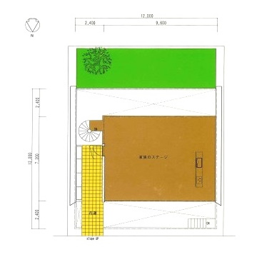 平面図1F：舞台と花道